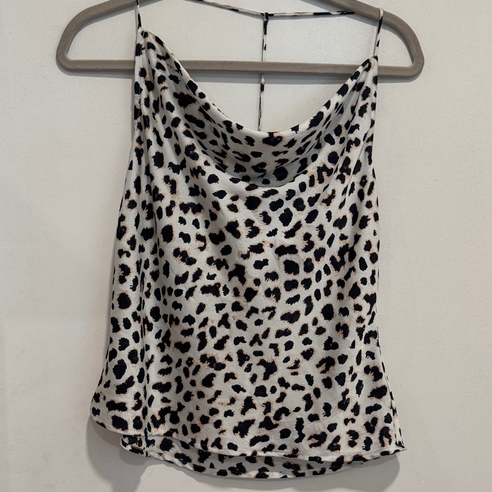 Express XS Leopard Print Cowl Neck tank Top